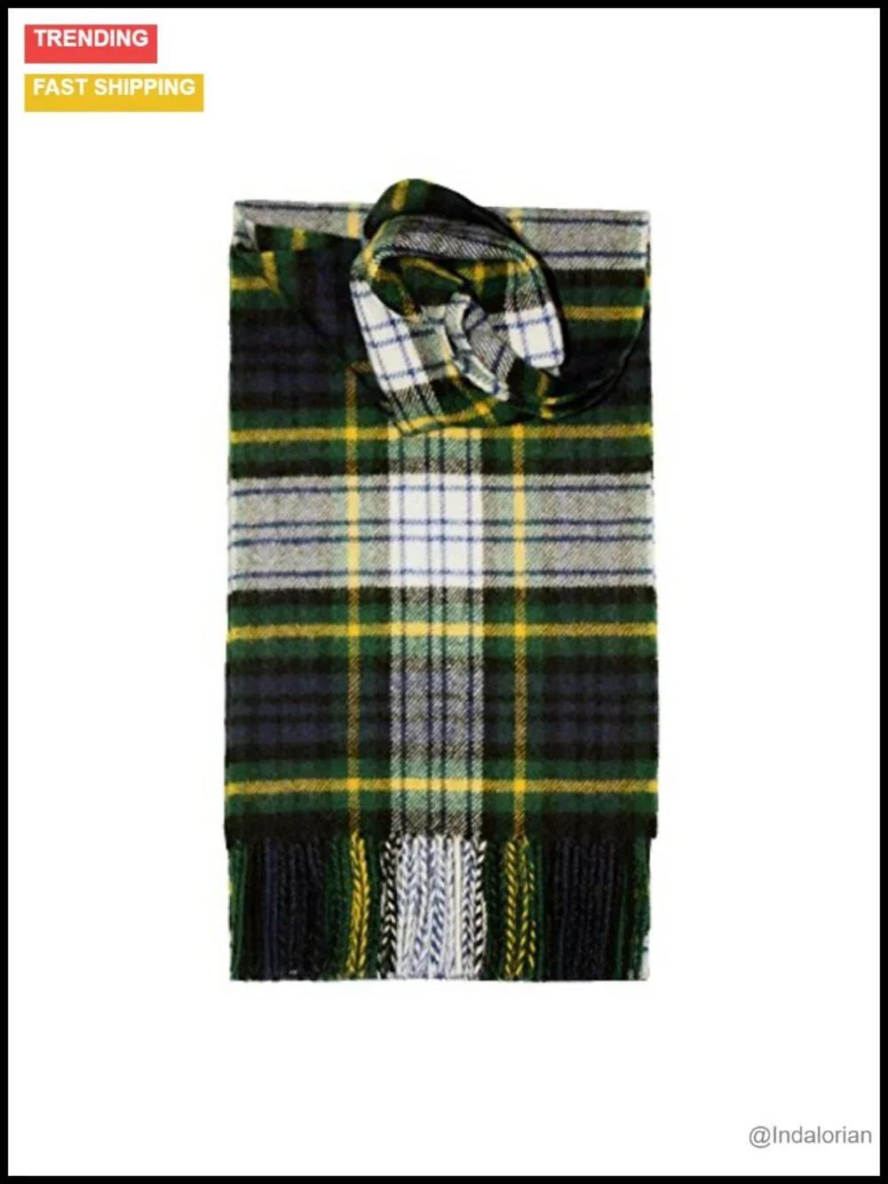 Brushed Wool Plaid Scarf Made in Scotland 100% Wool